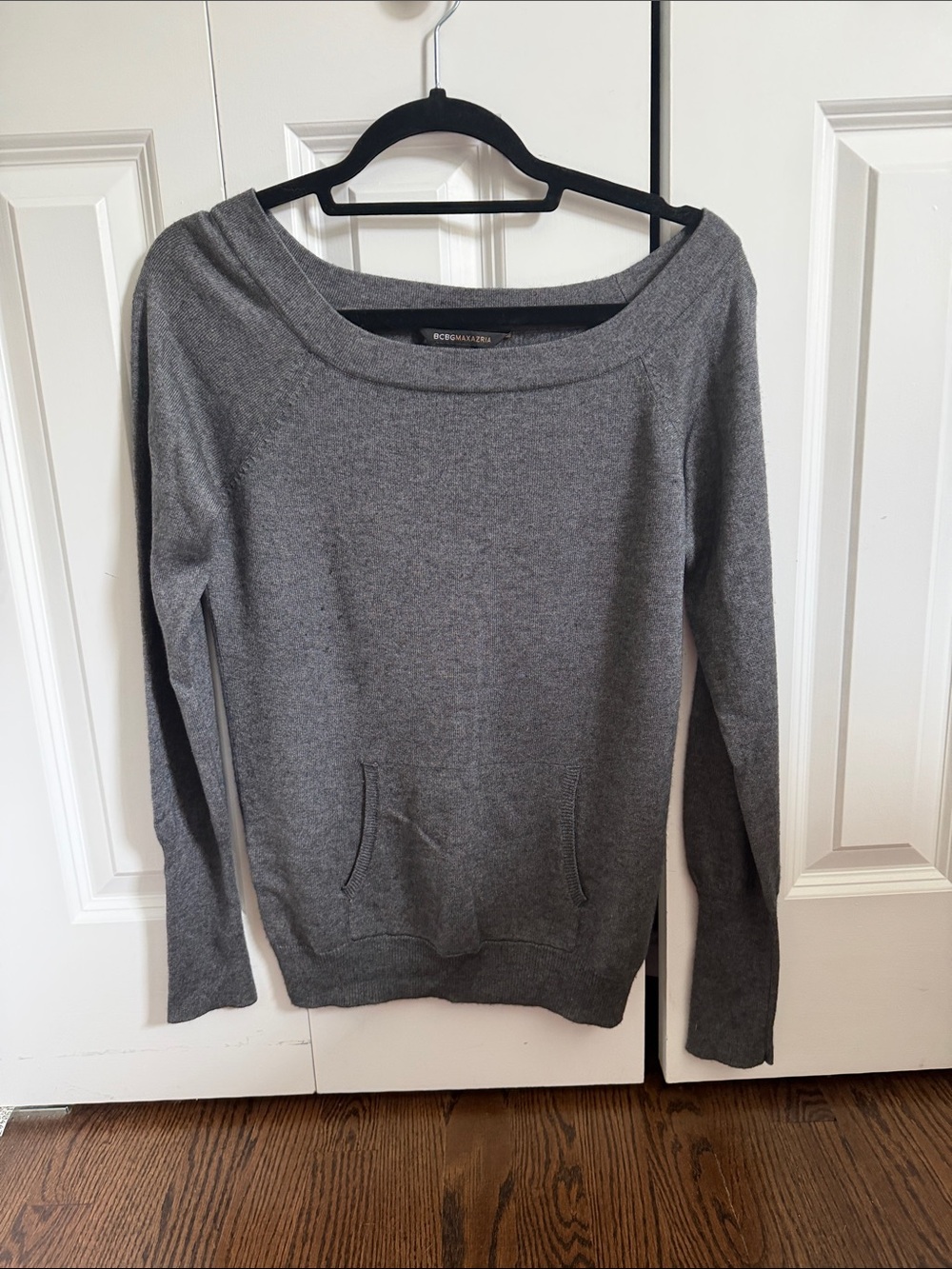 BCBGMAXAZRIA Gray Boatneck Sweater